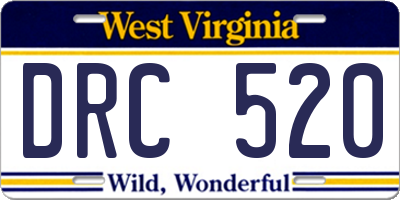 WV license plate DRC520