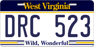 WV license plate DRC523