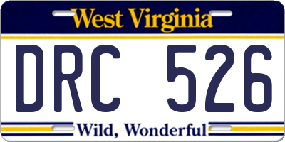 WV license plate DRC526