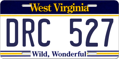 WV license plate DRC527