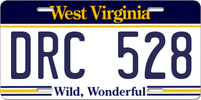 WV license plate DRC528