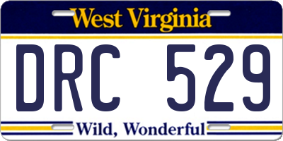 WV license plate DRC529