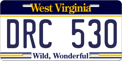 WV license plate DRC530