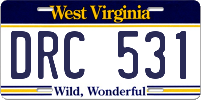 WV license plate DRC531