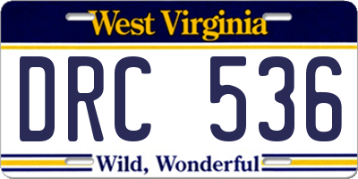 WV license plate DRC536