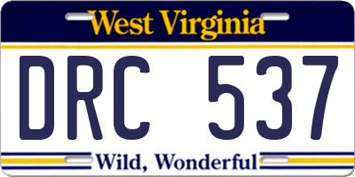 WV license plate DRC537