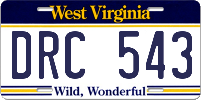 WV license plate DRC543