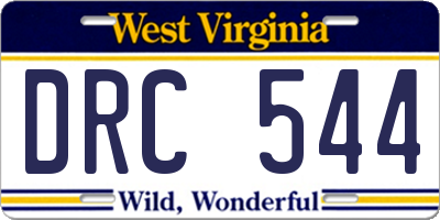 WV license plate DRC544