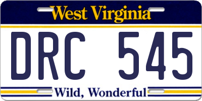 WV license plate DRC545