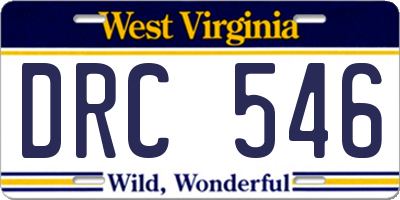 WV license plate DRC546