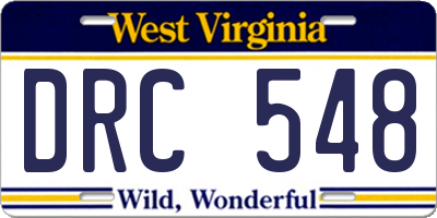 WV license plate DRC548