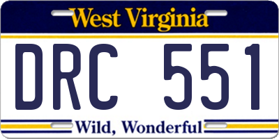 WV license plate DRC551