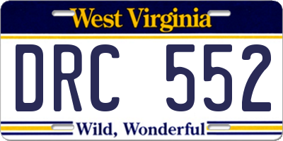 WV license plate DRC552
