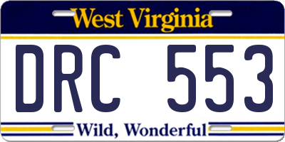 WV license plate DRC553