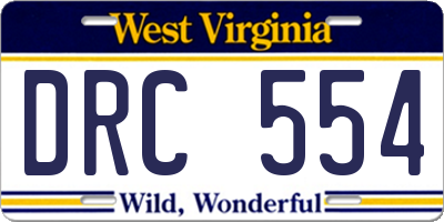 WV license plate DRC554