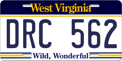 WV license plate DRC562