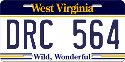 WV license plate DRC564