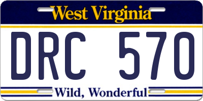WV license plate DRC570