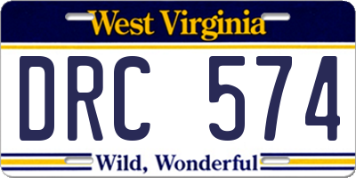 WV license plate DRC574