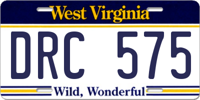WV license plate DRC575