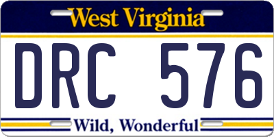 WV license plate DRC576