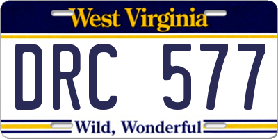 WV license plate DRC577