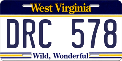 WV license plate DRC578