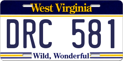 WV license plate DRC581