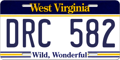 WV license plate DRC582