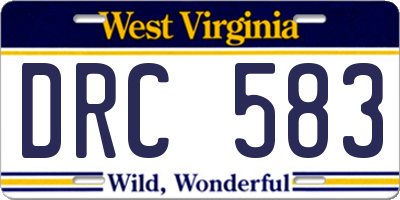 WV license plate DRC583