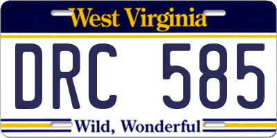 WV license plate DRC585