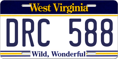 WV license plate DRC588