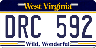 WV license plate DRC592