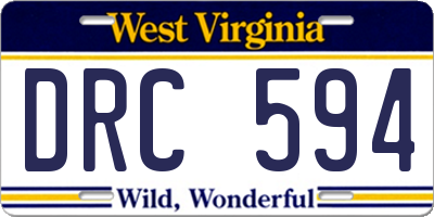 WV license plate DRC594