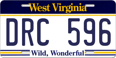 WV license plate DRC596
