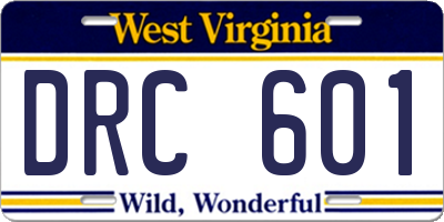 WV license plate DRC601