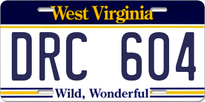 WV license plate DRC604