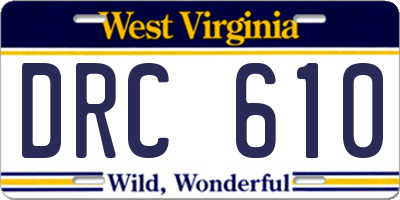 WV license plate DRC610