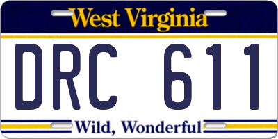 WV license plate DRC611
