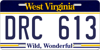 WV license plate DRC613