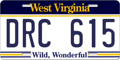 WV license plate DRC615