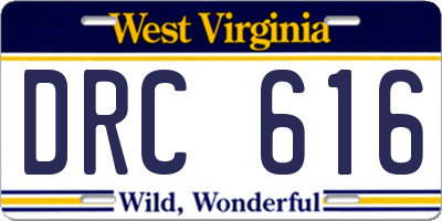 WV license plate DRC616