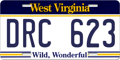 WV license plate DRC623