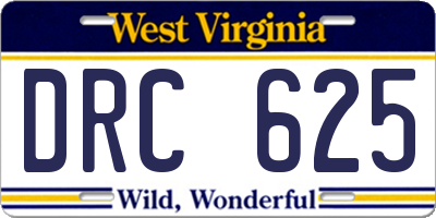 WV license plate DRC625