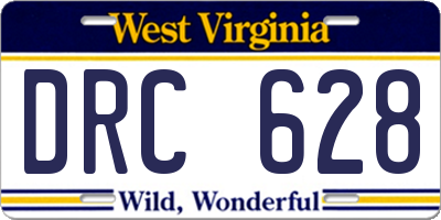 WV license plate DRC628