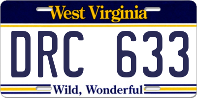 WV license plate DRC633