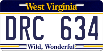 WV license plate DRC634