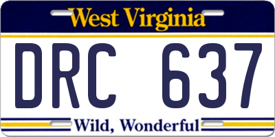 WV license plate DRC637