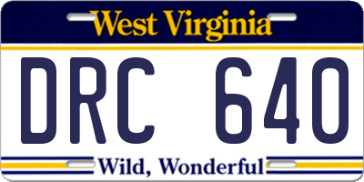 WV license plate DRC640