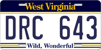WV license plate DRC643